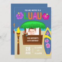 キッズハワイアンルアウ（ハワイ式宴会）パーティー追加フォト招待状