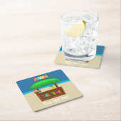 キッズハワイアンルアウ(ハワイ式宴会)パーティー パーソナライズされた スクエアペーパーコースター (インサイチュ)