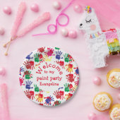 キッズハンドカラフルプリントパーティー ペーパープレート (パーティー)