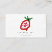 キッズハンドドローモダンドドラゴンフルーツ赤グリーン 名刺 (正面)