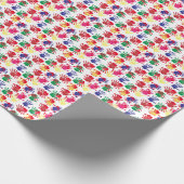 キッズハンドプカラフルリプリントアートパーティー ラッピングペーパー (角)