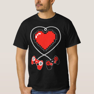 キッズハートピクセルアートビデオゲームコントローラーValenti Tシャツ