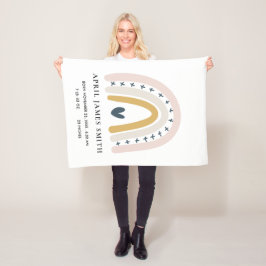 キッズハート赤面ブルーレインボーベビー誕生統計 フリースブランケット