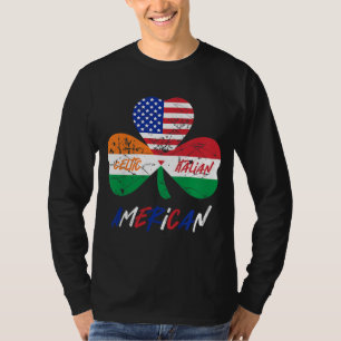 キッズハーフアイリッシュハーフイタリアンアメリカン国旗のシャムロック Tシャツ