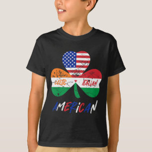 キッズハーフアイリッシュハーフイタリアンアメリカン国旗のシャムロック Tシャツ