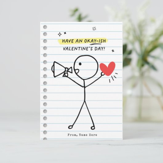 キッズバおもしろいレンタインデースティックフィギュアユーモアのカード 招待状 (スタンド正面)