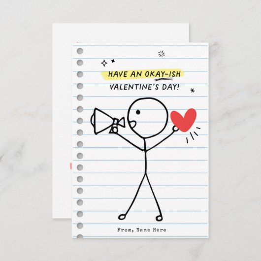 キッズバおもしろいレンタインデースティックフィギュアユーモアのカード 招待状 (正面/裏面)