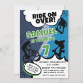 キッズバイクスケートボード&スクーター誕生日パーティー 招待状 (正面)