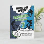 キッズバイクスケートボード&スクーター誕生日パーティー 招待状 (スタンド正面)