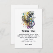 キッズバイクBMXパーティー。極上の冒険の誕生日 サンキューカード (正面/裏面)