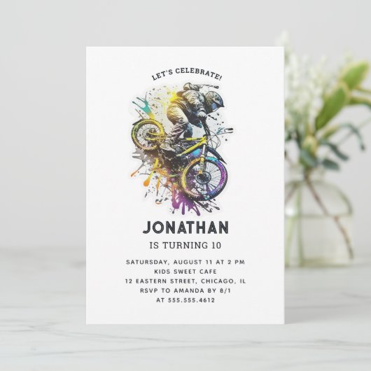 キッズバイクBMXパーティー。極上の冒険の誕生日 招待状 (スタンド正面)