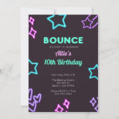 キッズバウンスネオングローバースデーパーティーの招待 招待状 (正面)