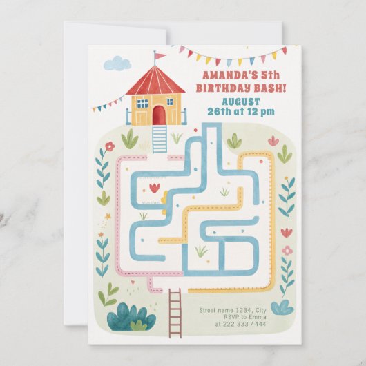 キッズバウンスBash、遊誕生日 招待状 (正面)