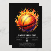 キッズバエレガントスケットボール誕生日 招待状 (正面/裏面)