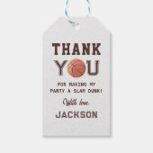 キッズバスケットボールウォーターカラーバースデーパーティー ギフトタグ (正面)