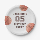 キッズバスケットボールウォーターカラーバースデーパーティー ペーパープレート (正面)