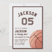 キッズバスケットボールウォーターカラーバースデーパーティー 招待状 (正面)