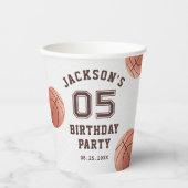 キッズバスケットボールウォーターカラーバースデーパーティー 紙コップ (正面)