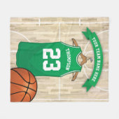 キッズバスケットボールチーム、名前と番号 フリースブランケット (正面(横))