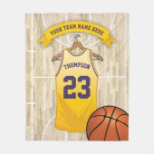 キッズバスケットボールチーム、名前と番号 フリースブランケット (正面)