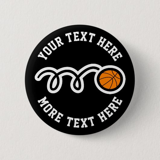 キッズバスケットボールバースデーパーティーの好意名前をカスタムする 缶バッジ (正面)