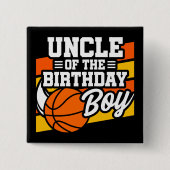 キッズバスケットボールパーティーアンクルオブザバスケットボール誕生日ボーイ 缶バッジ (正面)