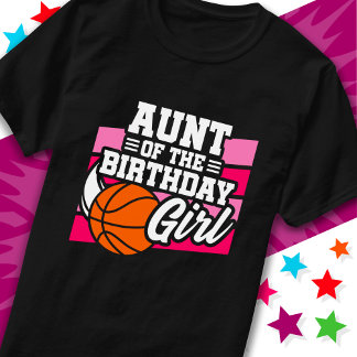 キッズバスケットボールパーティー叔母の誕生日女の子 Tシャツ