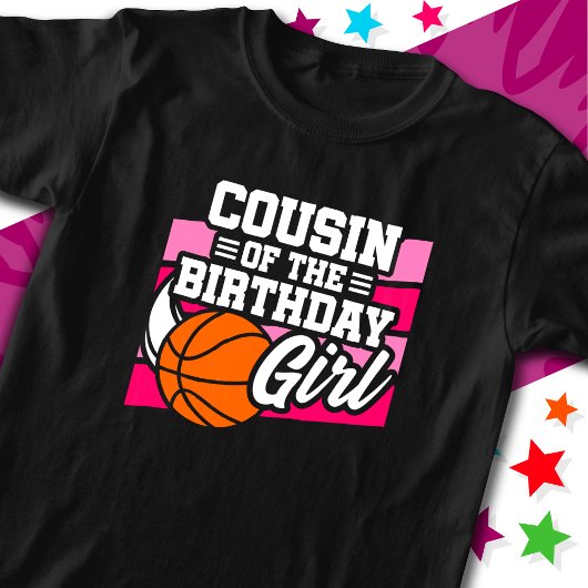 キッズバスケットボールパーティー誕生日ガールのいとこ Tシャツ