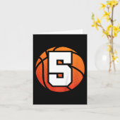 キッズバスケットボール誕生日5番5歳B カード (黄色い花)