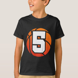 キッズバスケットボール誕生日5番5歳B Tシャツ