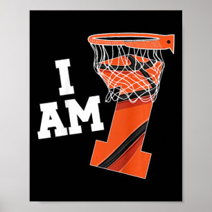 キッズバスケットボール1stバースデーボーイ1歳バスク ポスター