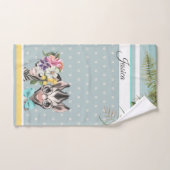 キッズバスルームカワイイゼブラズインラブフローラブルー文字 ハンドタオル (ハンドタオル)