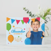 キッズバルーンスターフォトバースデーパーティーの招待 招待状 (スタンド正面)
