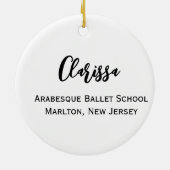 キッズバレエパーソナライズされたツチュクリスマスオーナメント セラミックオーナメント (裏面)