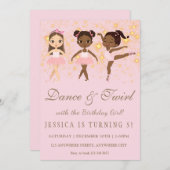 キッズバレリーナバースデーパーティーの招待 招待状 (正面/裏面)