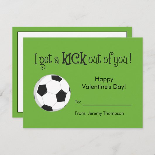 キッズバレンタインデーのカード – サッカーの愛 シーズンポストカード (正面/裏面)