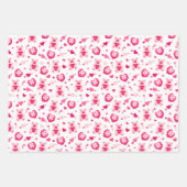 キッズバレンタインデーのチョコレートの箱テディベア ラッピングペーパーシート (正面2)