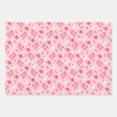 キッズバレンタインデーピンク&ホワイトバードハート ラッピングペーパーシート (正面)