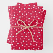 キッズバレンタインデー小さなハート赤い白ピンク ラッピングペーパーシート (インサイチュ)