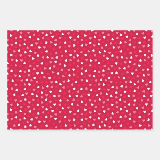 キッズバレンタインデー小さなハート赤い白ピンク ラッピングペーパーシート (正面)