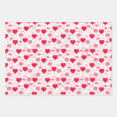 キッズバレンタインデー赤いハート花木雲 ラッピングペーパーシート (正面)