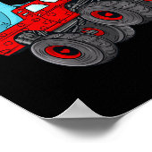 キッズバレンタインデーTレックスライディングモンスタートラックおもしろい ポスター (角)