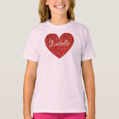 キッズバレンタインパーソナライズされたグリッター Tシャツ (正面)