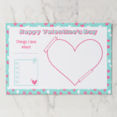 キッズバレンタインラージティアウェイ紙ランチョンマット ペーパーパッド (正面)