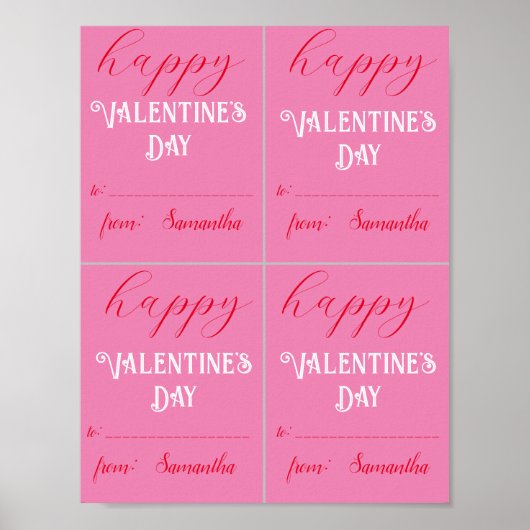 キッズバレンタイン印刷可能カスタムプリントまたはダウンロード ポスター (正面)