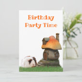 キッズバースデーパーティーギニアピッグマッシュルームハウス 招待状 (スタンド正面)