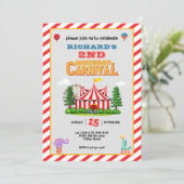 キッズバースデーパーティーサーカスカーニバルテーマ 招待状 (スタンド正面)