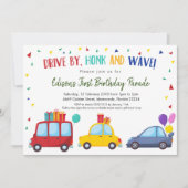 キッズバースデーパーティーパレードでドライブ 招待状 (正面)