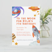 キッズバースデーパーティー招待状宇宙テーマ 招待状 (スタンド正面)