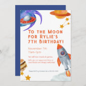 キッズバースデーパーティー招待状宇宙テーマ 招待状 (正面/裏面)